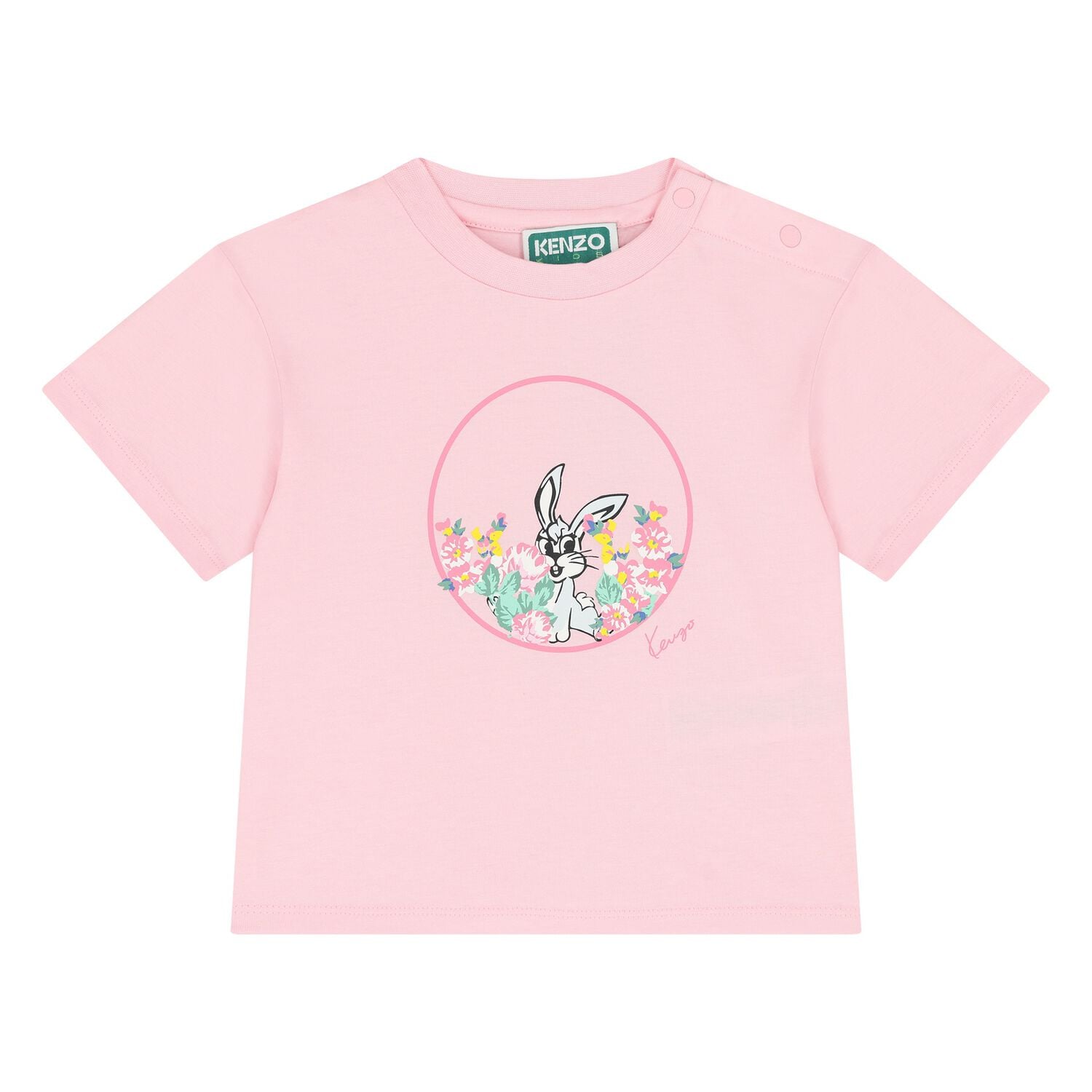 Younger Girls Pink Bunny Logo T-Shirt, 1, hi-res