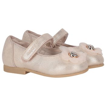 Younger Girls Rose Gold Flower Shoes