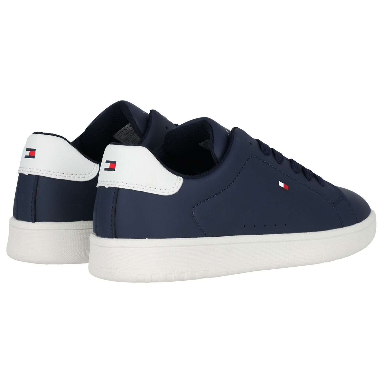 Boys Navy Blue & White Logo Trainers, 1, hi-res