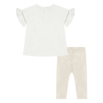 Younger Girls Ivory & Gold Leggings Set