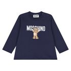 Younger Navy Blue Teddy Bear Logo Long Sleeve Top, 2, hi-res