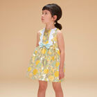 Girls Gold Lemon Jacquard Dress, 1, hi-res