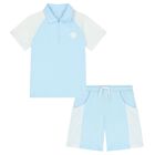 Boys Blue & White Logo Shorts Set, 1, hi-res