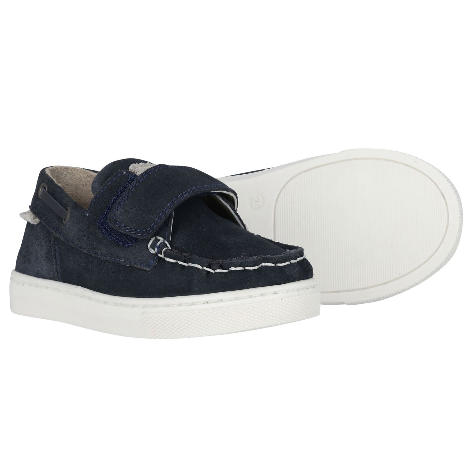 Younger Boys Navy Blue Suede Shoes, 1, hi-res