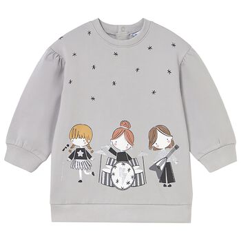 Mayoral Younger Girls Grey Fleece Sweatshirt Dress, 1 Younger Girls Grey Fleece Sweatshirt Dress