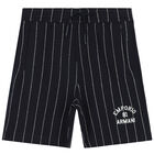 Boys Navy Blue Logo Shorts, 1, hi-res