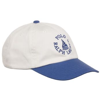 Boys White & Blue Logo Cap