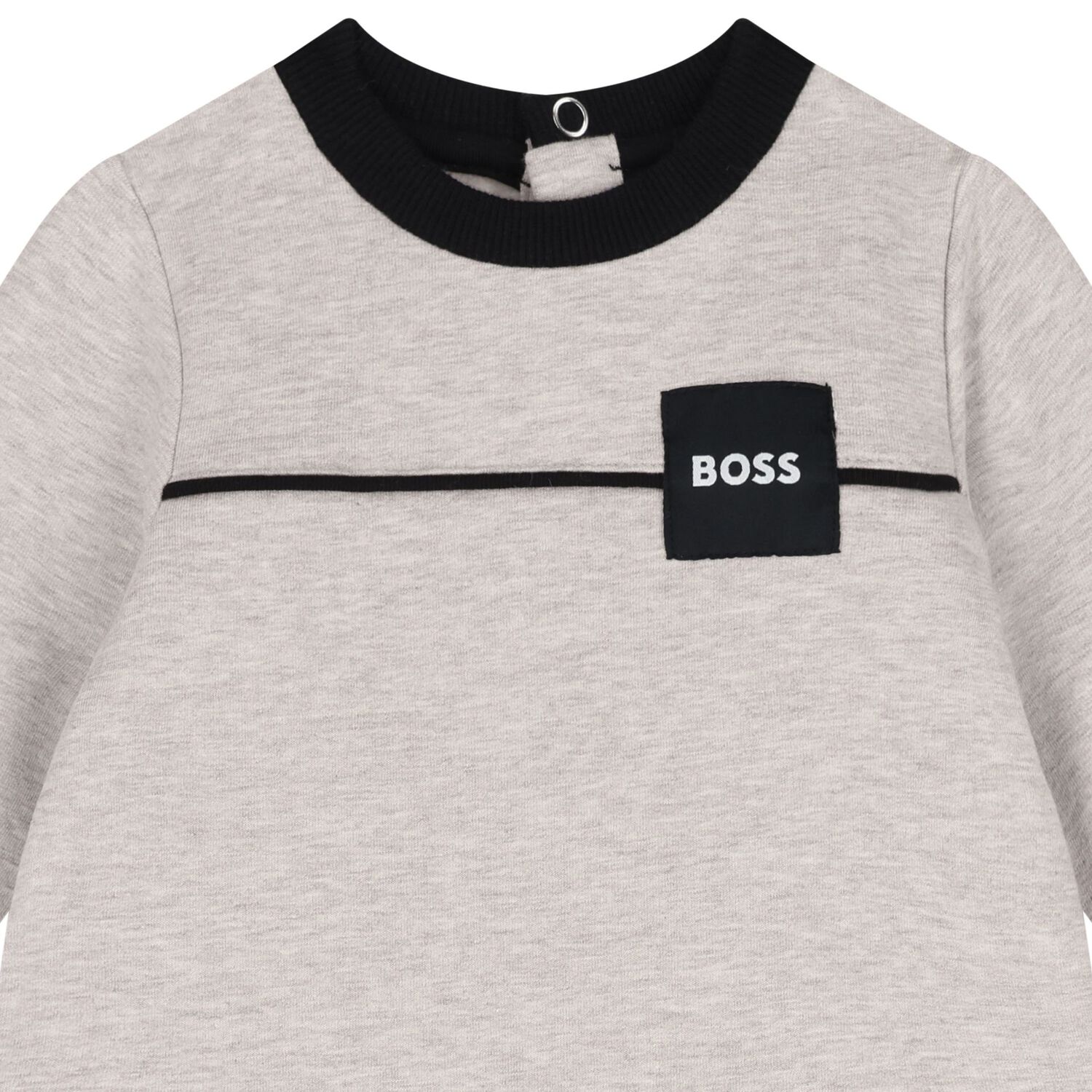 Baby Boys Grey & Black Logo Babygrow Set, 1, hi-res