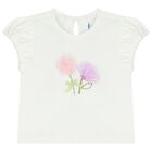 Baby Girls Ivory Flower Top, 1, hi-res