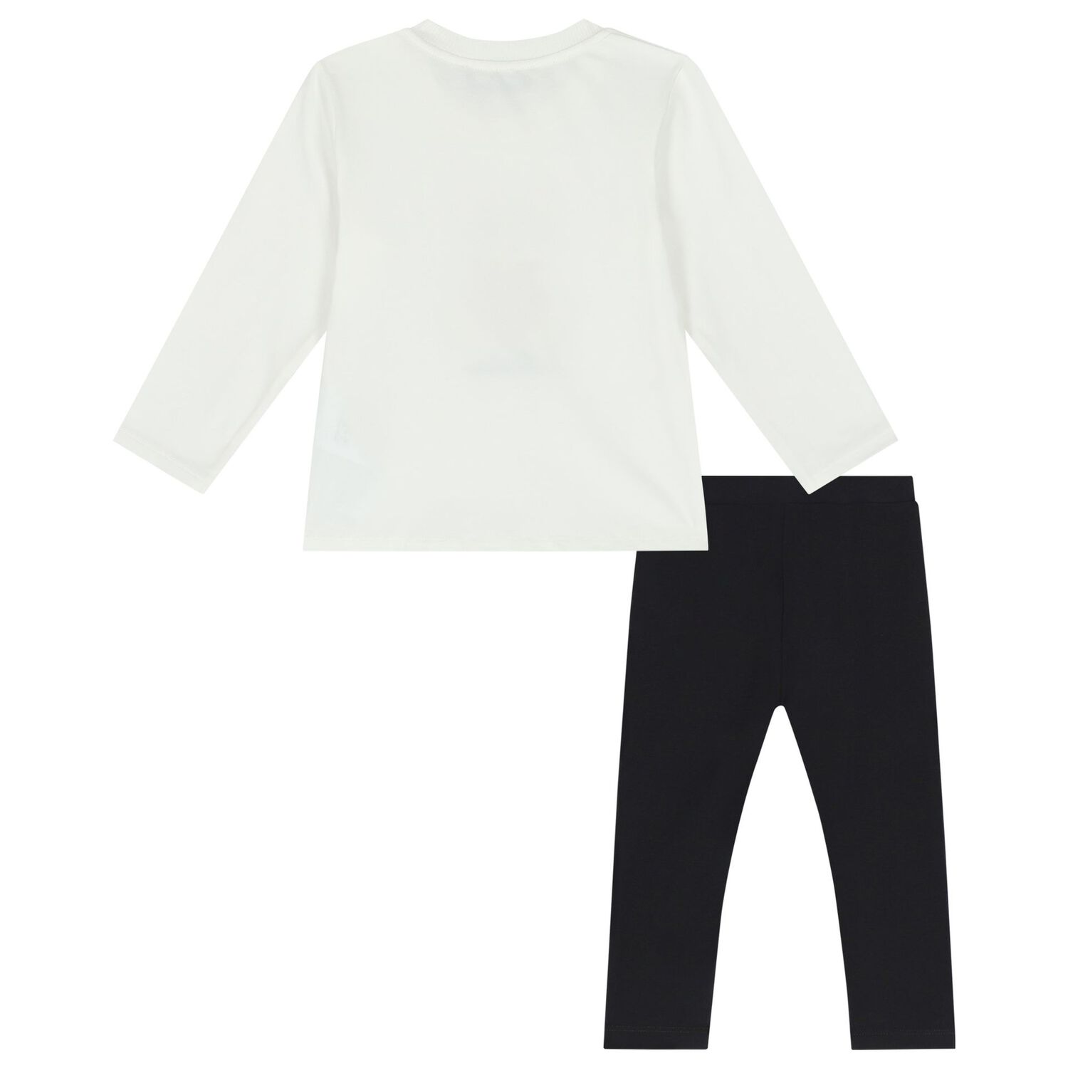 Younger Girls Ivory & Black Teddy Bear & Heart Leggings Set, 1, hi-res