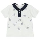 Baby Boys White & Navy Blue Shorts Set, 1, hi-res