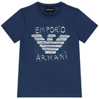 Boys Navy Blue, Ivory & Red Logo T-Shirts ( 3-Pack ), 1, hi-res