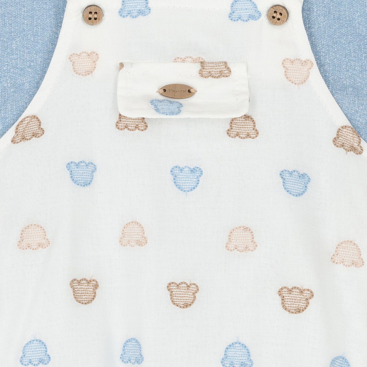 Baby Boys Blue & Ivory Dungaree set, 1, hi-res