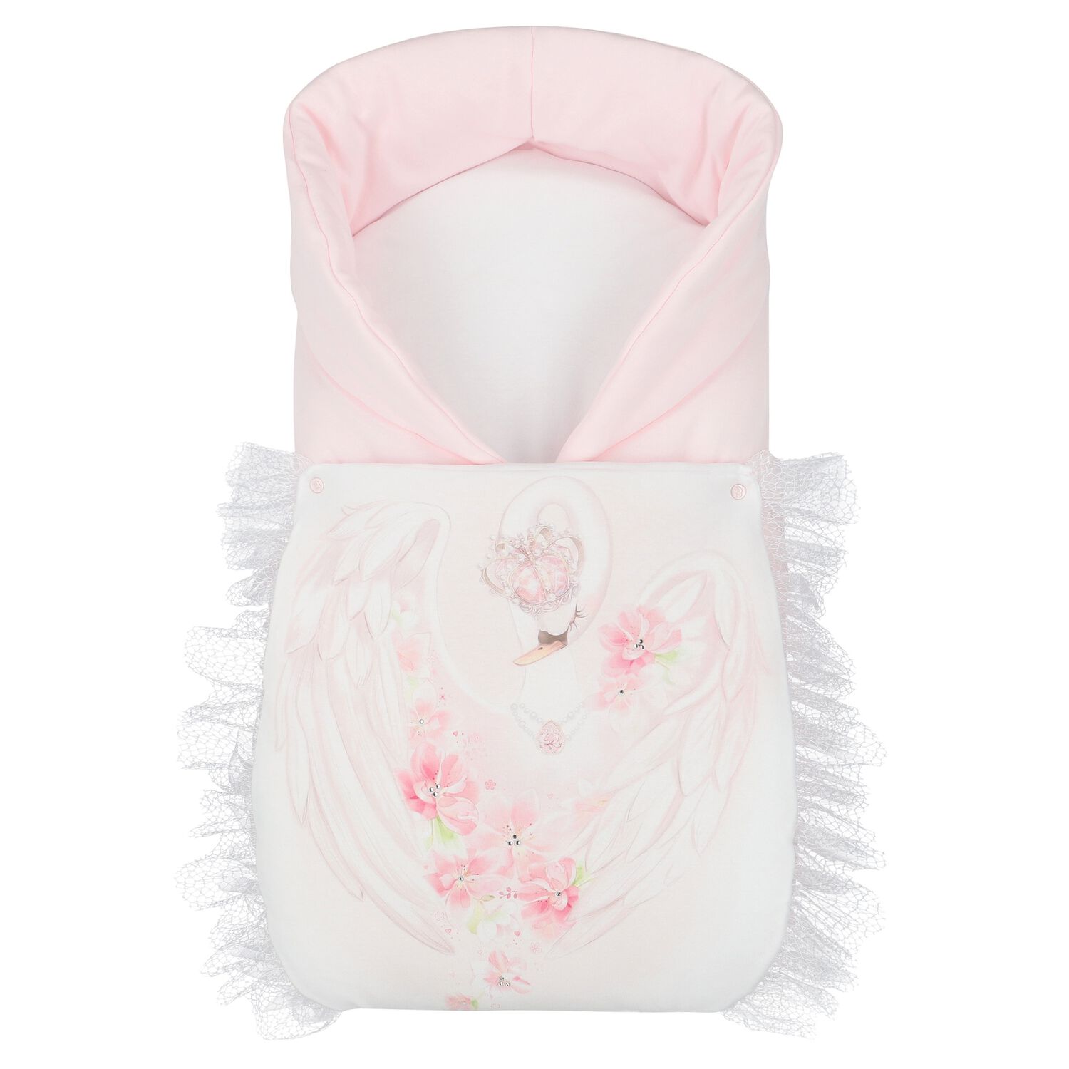 Girls Pink & White Swan Baby Nest, 1, hi-res