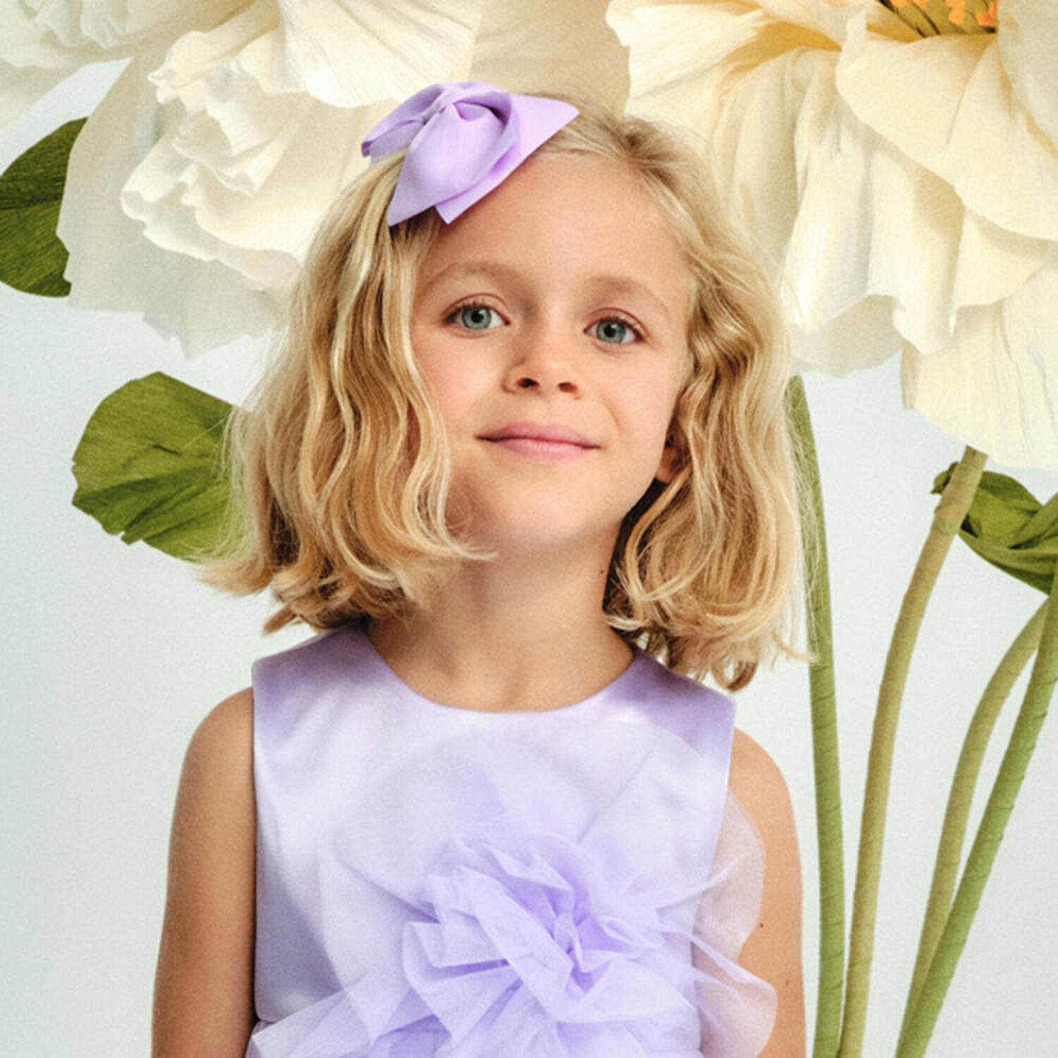 Girls Lilac Bow Hairclip, 6, hi-res image number null