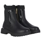 Girls Black Faux Leather Boots, 1, hi-res