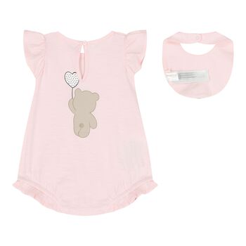 Baby Girls Pink Teddy Bear Romper Set