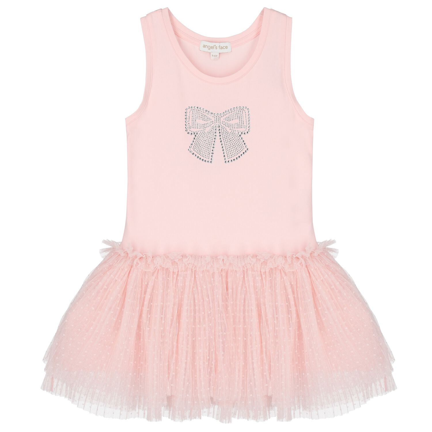 Girls Pink & Pleated Tulle Dress, 1, hi-res