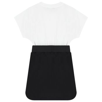 Girls Black and White Cotton Dress