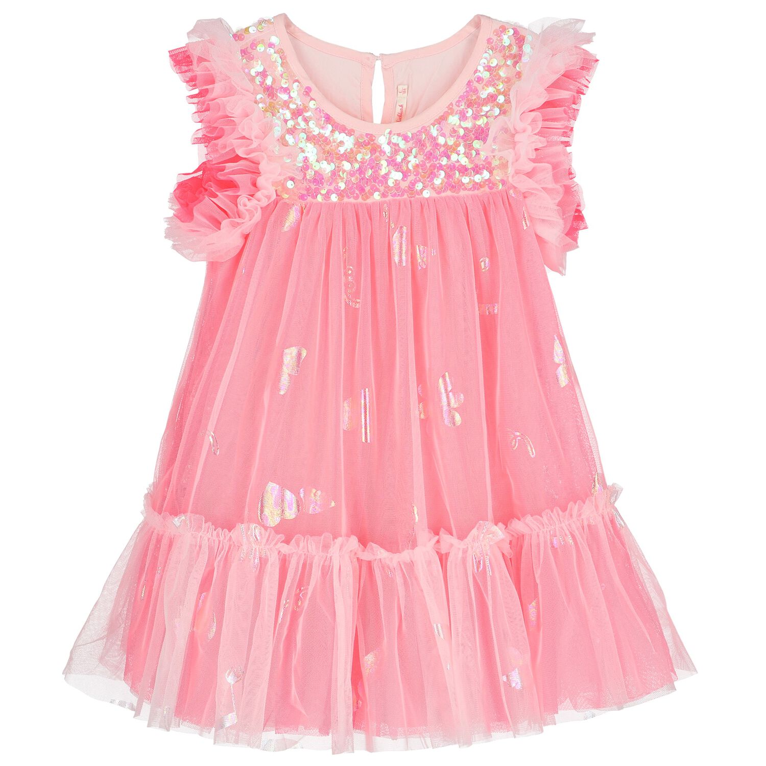 Girls Pink Sequin Tulle Dress, 1, hi-res