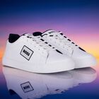 White Logo Leather Trainers, 1, hi-res