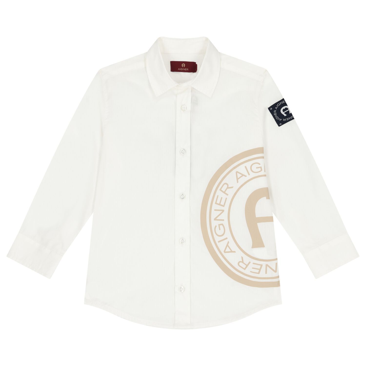 Boys White Logo Shirt, 1, hi-res