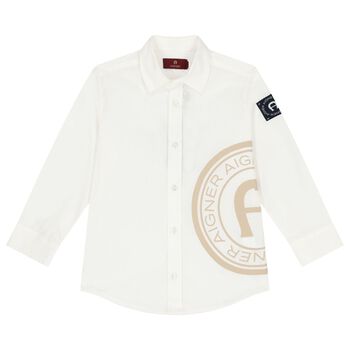 Aigner Boys White Logo Shirt, 1 Boys White Logo Shirt