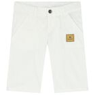 Boys White Logo Shorts, 1, hi-res