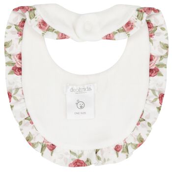 Baby Girls Ivory & Pink Floral Bib
