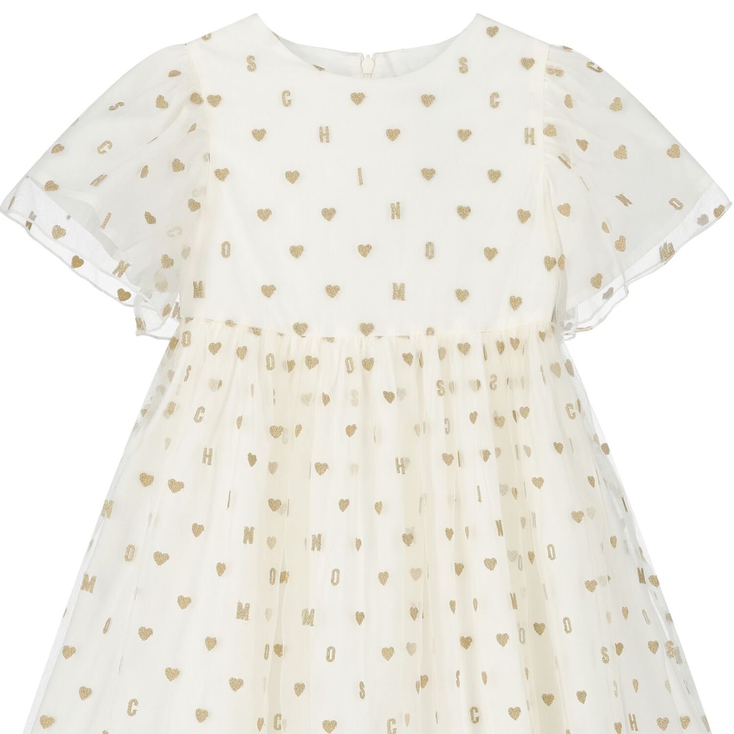 Girls Ivory Logo & Hearts Tulle Dress, 1, hi-res image number null