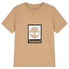 Boys Beige Logo T-Shirt, 3, hi-res