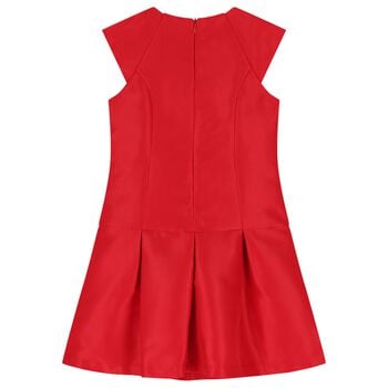 Girls Red Bow Pleated Dress
