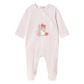 Baby Girls Pink Bear & Hearts Babygrow