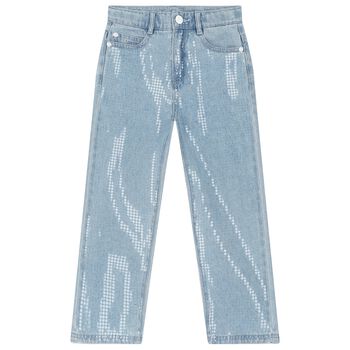 Girls Blue Embellished Trousers