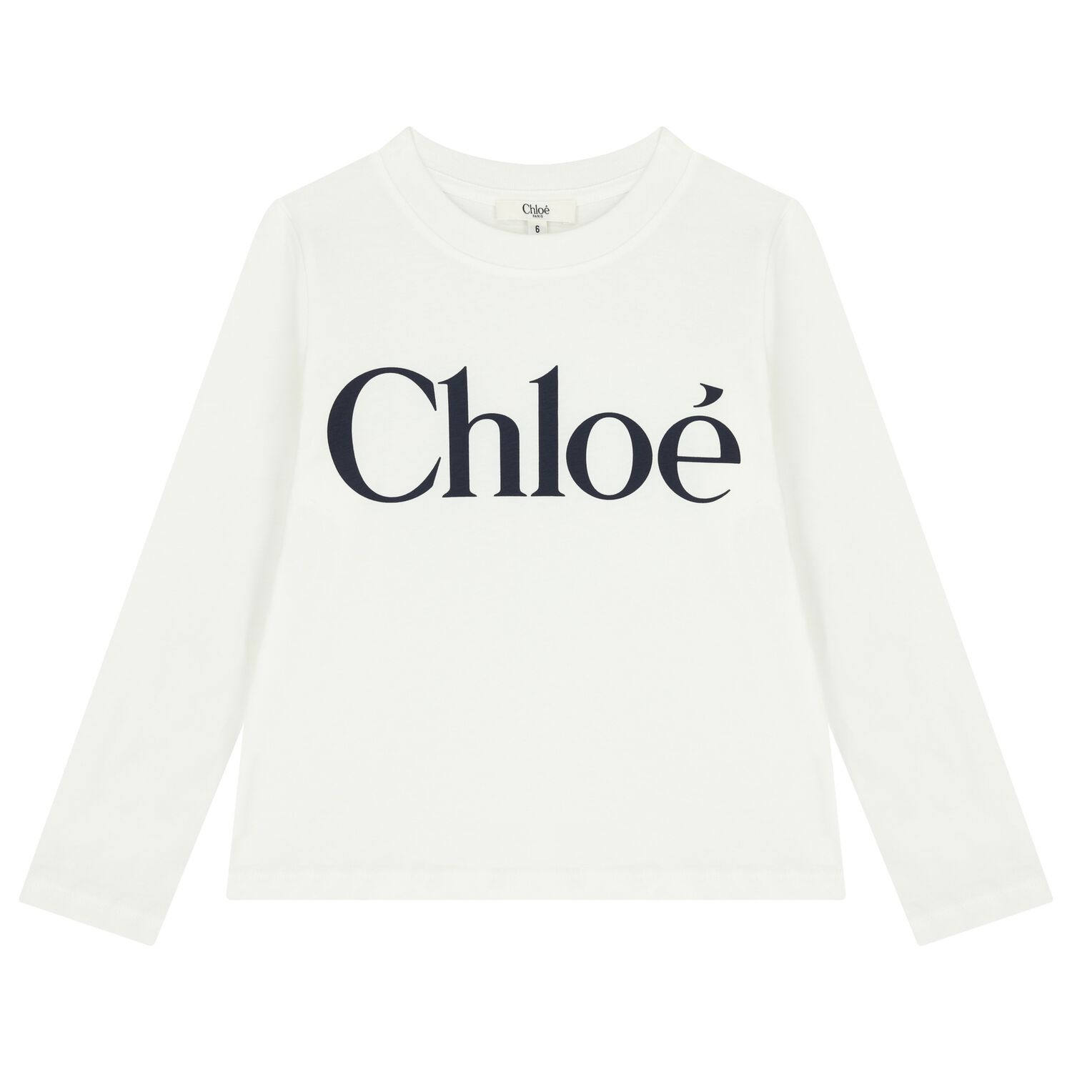 Girls White Logo Long Sleeve Top, 2, hi-res
