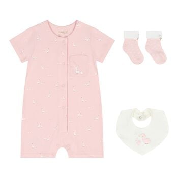 Baby Girls Pink Swan Romper Set