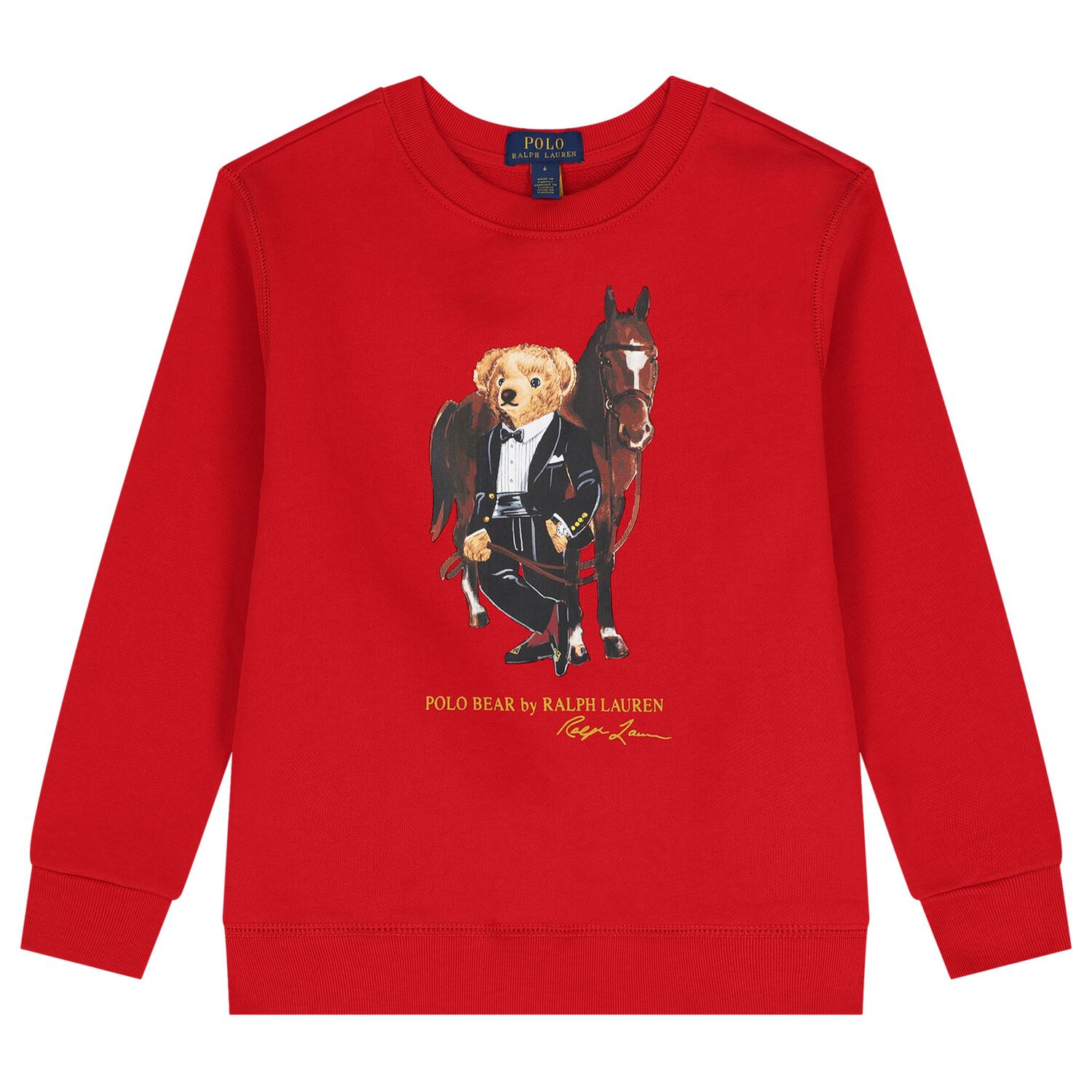 Boys Red Polo Bear Sweatshirt, 2, hi-res