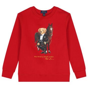 Boys Red Polo Bear Sweatshirt