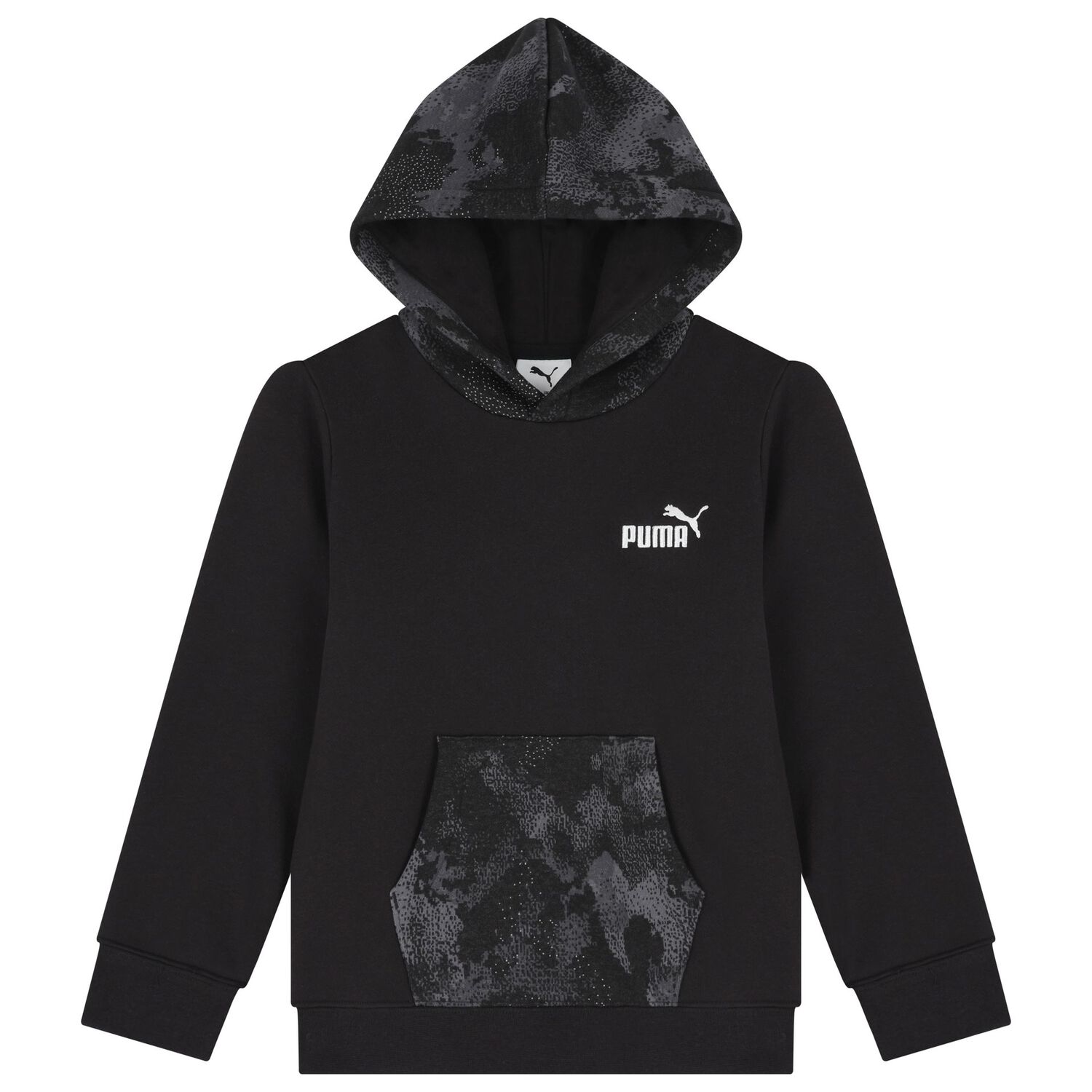 Boys Black Logo Hooded Top, 1, hi-res
