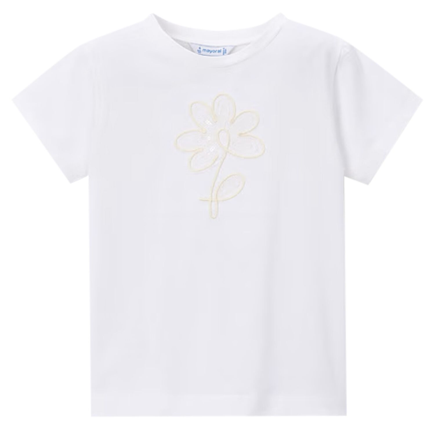 Girls White Flower T-Shirt, 3, hi-res