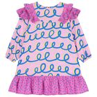 Girls Pink & Yellow Pleated Dress          , 1, hi-res