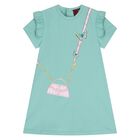 Younger Girls Green Bag Logo Dress, 2, hi-res