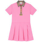 Girls Pink Checkered Polo Dress, 3, hi-res