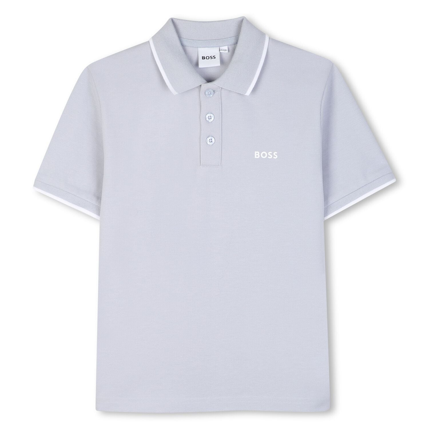 Boys Mini Me Blue Logo Polo Shirt, 8, hi-res