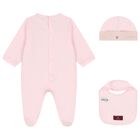 Baby Girls Pink & Gold Logo Babygrow Gift Set , 3, hi-res