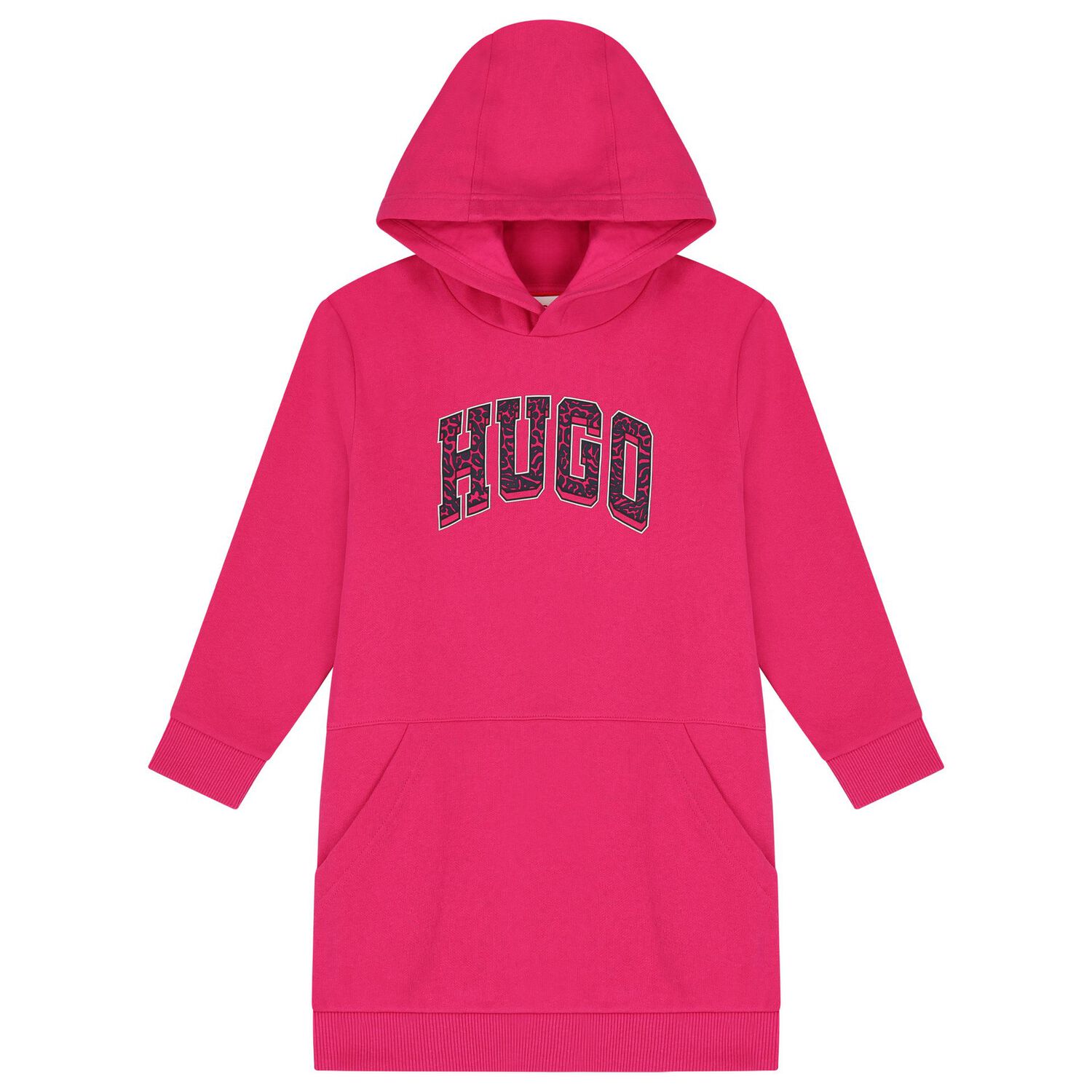 Girls Pink Logo Hooded Dress, 1, hi-res