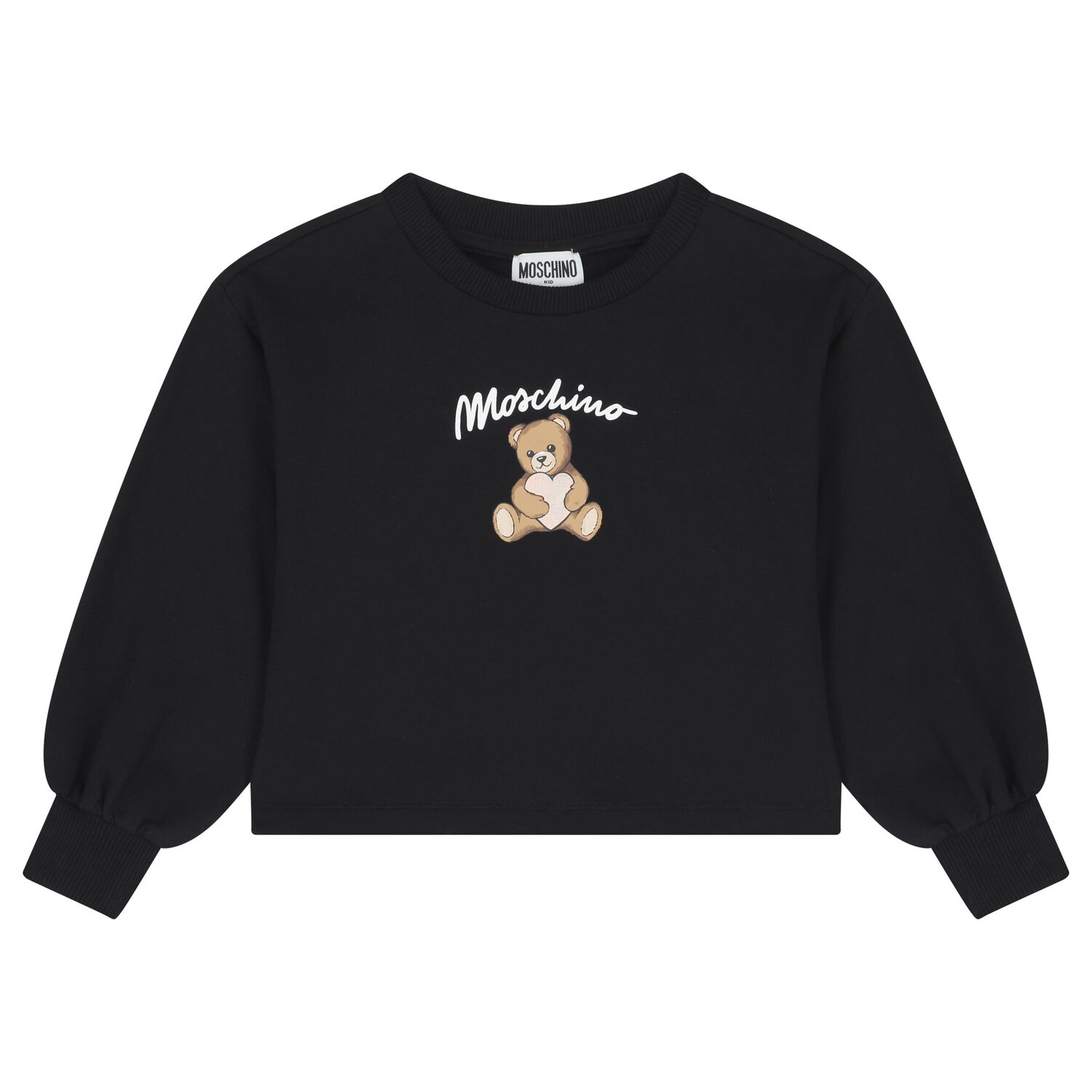 Girls Black Teddy Bear Logo Sweatshirt, 1, hi-res image number null
