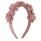 Girls Pink Floral Velvet Headband, 1, hi-res
