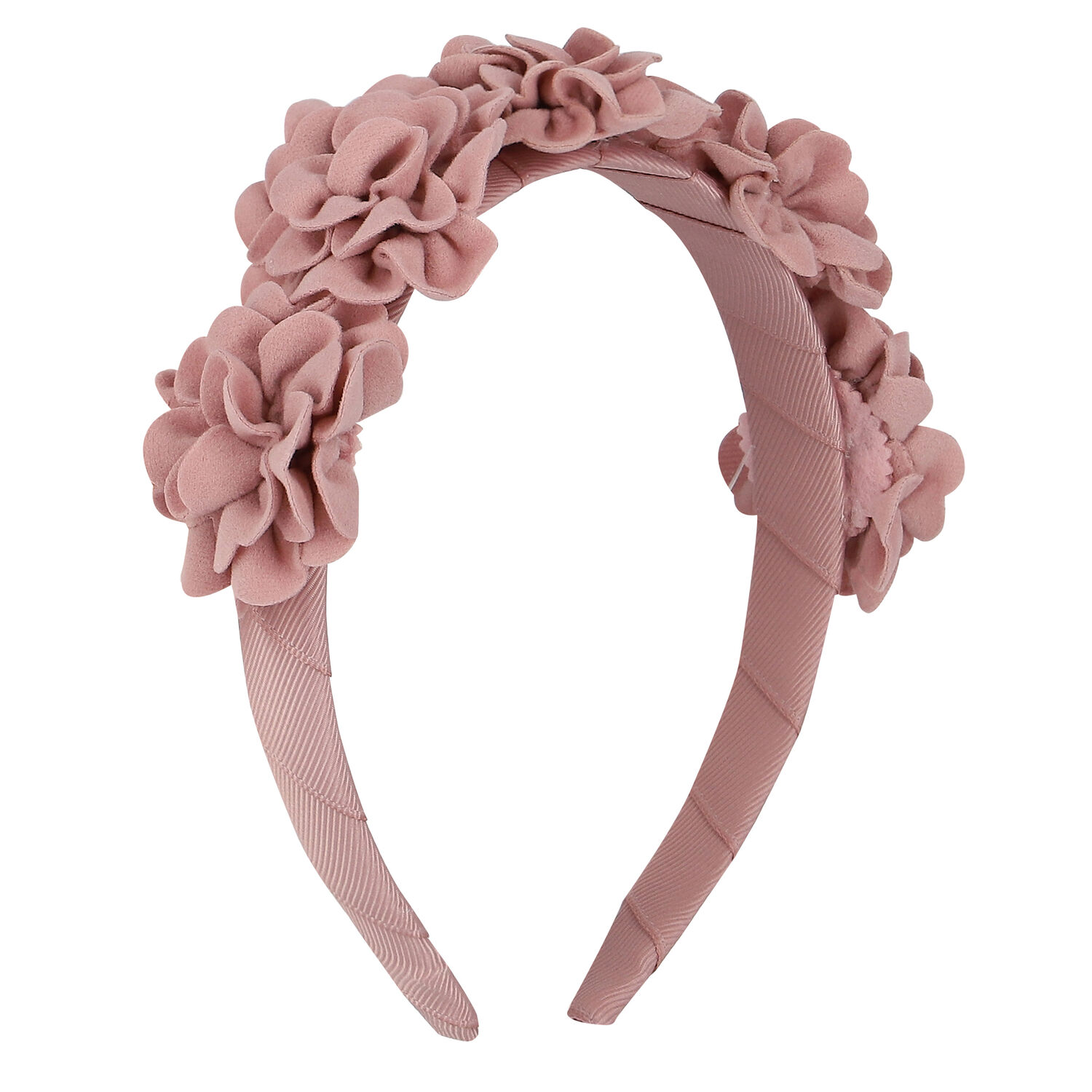 Girls Pink Floral Velvet Headband, 1, hi-res