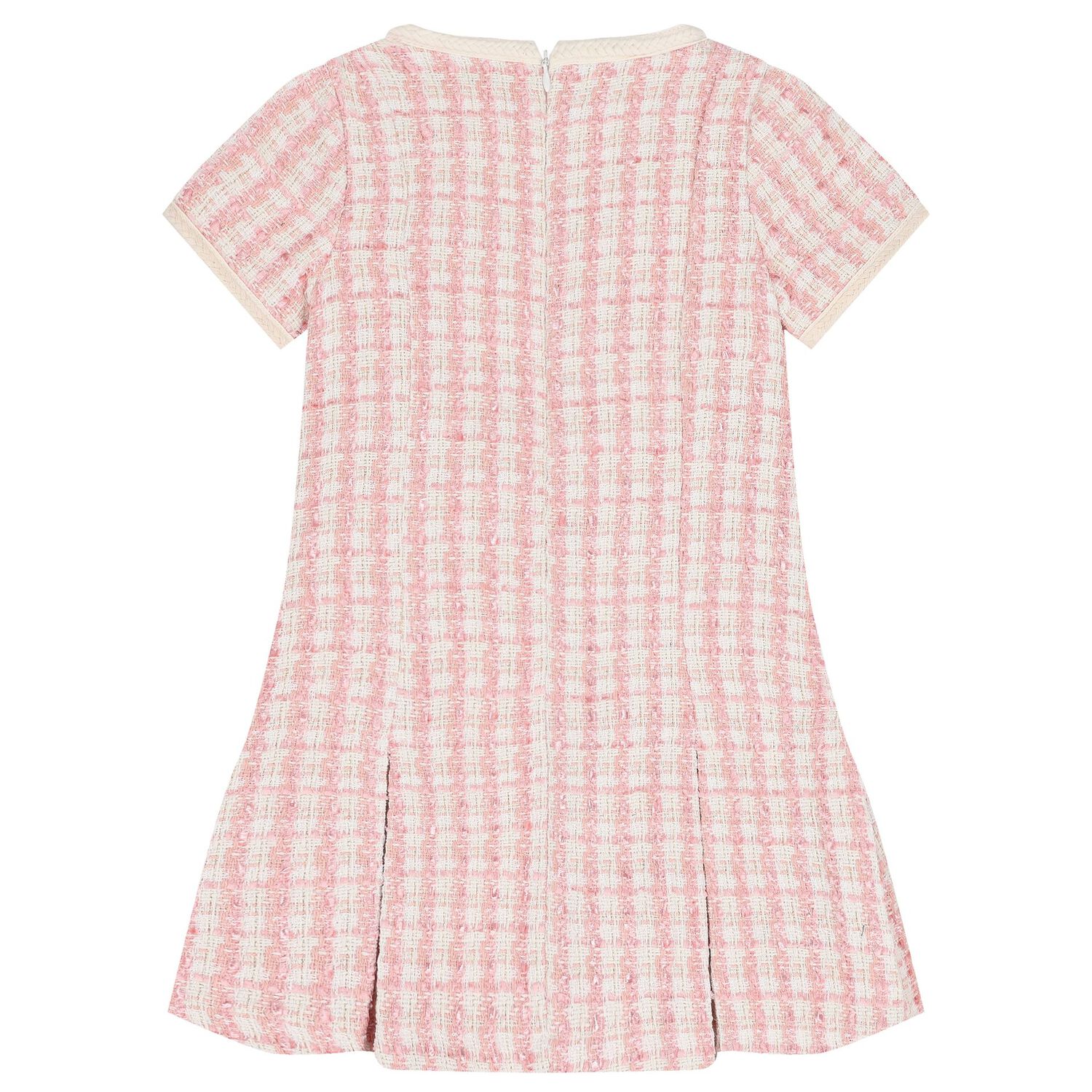 Girls Pink & Ivory Tweed Dress, 1, hi-res